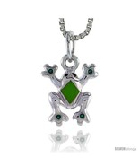 Sterling Silver Child Size Frog Pendant, w/ Green Enamel Design, 1/2in  ... - £14.90 GBP