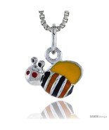 Sterling Silver Child Size Bumble Bee Pendant, w/ Yellow, Black &amp; Orange... - £14.85 GBP