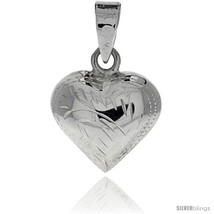 Sterling Silver Hand Engraved Small 9/16in  Puffed Heart, with 18in  Box  - $30.17