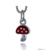 Sterling Silver Child Size Mushroom Pendant, w/ Red Enamel Design, 1/2in... - £14.85 GBP