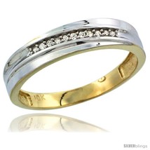 Size 14 - 10k Yellow Gold Men&#39;s Diamond Wedding Band, 3/16 in wide -Style  - £219.13 GBP