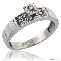Size 8.5 - Sterling Silver Diamond Engagement Ring, w/ 0.07 Carat Brilliant Cut  - £58.39 GBP