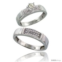 Size 8 - Sterling Silver 2-Piece Diamond Ring Set ( Engagement Ring &amp; Man&#39;s  - £124.59 GBP