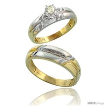 Size 5.5 - 10k Yellow Gold 2-Piece Diamond wedding Engagement Ring Set for Him  - £480.81 GBP