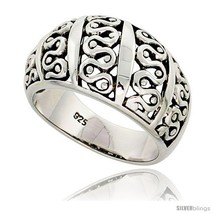 Size 7 - Sterling Silver Dome Cigar Band Wavy Pattern Ring Flawless finish 1/2  - £55.15 GBP