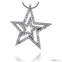Sterling Silver Jeweled Star Pendant, w/ Cubic Zirconia stones, 1 7/16in  (37 mm - $124.02