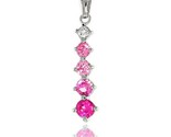 Sterling silver jeweled pendant w round pink cubic zirconia 1 1 8 29 mm thumb155 crop