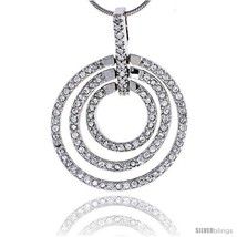 Sterling Silver Jeweled Graduated Circles Pendant, w/ Cubic Zirconia stones, 1  - $87.89