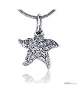 Sterling Silver Jeweled Starfish Pendant, w/ Cubic Zirconia stones, 1/2i... - £20.86 GBP