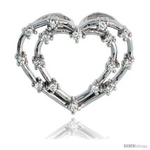 Sterling Silver jeweled Heart Pendant, w/ Cubic Zirconia stones, 15/16in  (23  - $45.40