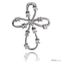 Sterling Silver Jeweled Everlasting Love Cross Pendant, w/ Cubic Zirconia  - £30.23 GBP