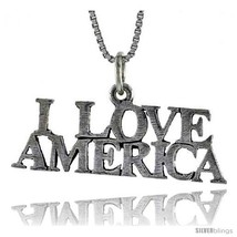Sterling Silver I LOVE AMERICA Word Necklace, w/ 18 in Box  - £35.48 GBP