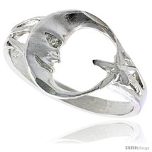 An item in the Jewelry & Watches category: Size 7.5 - Sterling Silver Moon & Star Ring Polished finish 1/2 in 