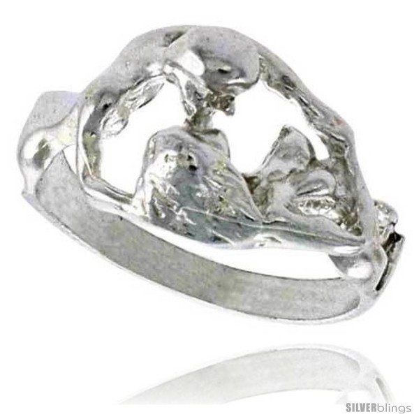 Size 6 - Sterling Silver Couple Making Love Ring Polished finish 7/16 in  - $30.66