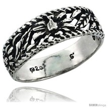 Size 6.5 - Sterling Silver Floral Cut-outs Wedding Band Ring, 1/4 in  - £20.44 GBP
