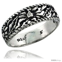 Size 8.5 - Sterling Silver Floral Cut-outs Wedding Band Ring, 1/4 in  - £20.10 GBP