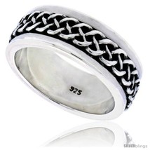 Size 9 - Sterling Silver Gent&#39;s Celtic Braid Wedding Ring Flawless finish 3/8  - £81.83 GBP