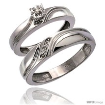 Size 6.5 - 10k White Gold 2-Pc Diamond Ring Set (4mm Engagement Ring &amp; 5mm  - £569.61 GBP
