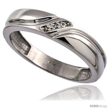 Size 9.5 - 10k White Gold Men&#39;s Diamond Wedding Ring Band, w/ 0.019 Carat  - £276.42 GBP