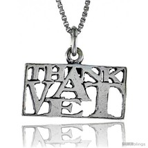 Sterling Silver THANK A VET Word Necklace, w/ 18 in Box  - £35.08 GBP