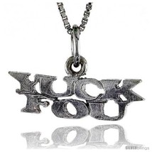 Sterling Silver YUCK FOU Word Necklace, w/ 18 in Box  - £35.48 GBP