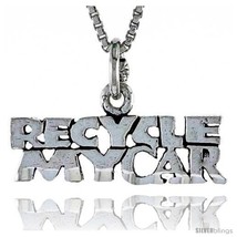 Sterling Silver RECYCLE MY CAR Word Necklace, w/ 18 in Box  - £35.40 GBP