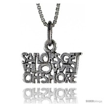 Sterling Silver SAILORS GET BLOWN OFFSHORE Word Necklace, w/ 18 in Box  - £34.91 GBP