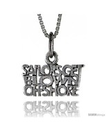 Sterling Silver SAILORS GET BLOWN OFFSHORE Word Necklace, w/ 18 in Box  - £35.48 GBP