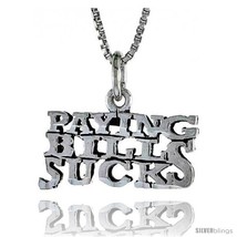 Sterling Silver PAYING BILLS SUCKS Word Necklace, w/ 18 in Box  - £35.36 GBP