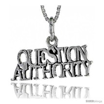 Sterling Silver Question Authority Word Necklace, W/ 18 In Box  - £35.48 GBP