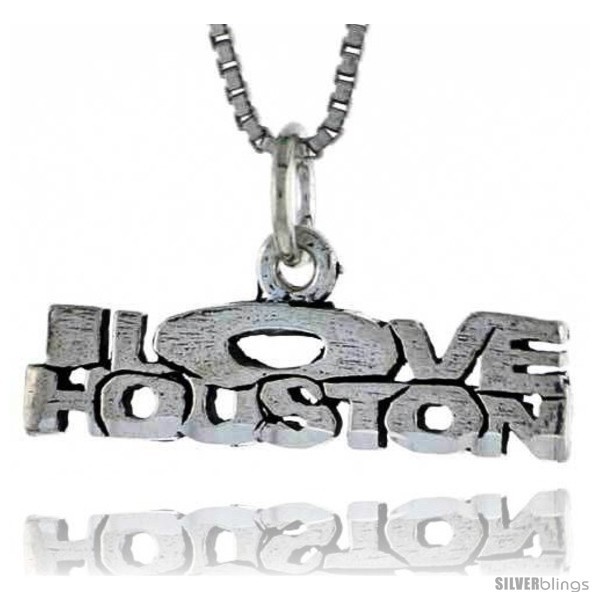 Primary image for Sterling Silver I LOVE HOUSTON Word Necklace, w/ 18 in Box 