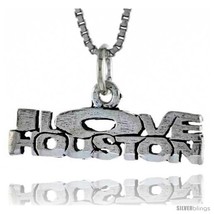 Sterling Silver I LOVE HOUSTON Word Necklace, w/ 18 in Box  - £35.08 GBP