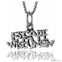 Sterling Silver ESCAPE WISCONSIN Word Necklace, w/ 18 in Box Chain -Style  - £35.49 GBP