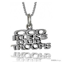 Sterling Silver God Bless Our Troops Word Necklace, W/ 18 In Box  - £35.50 GBP