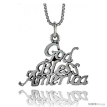 Sterling Silver God Bless America Word Necklace, W/ 18 In Box  - £35.49 GBP