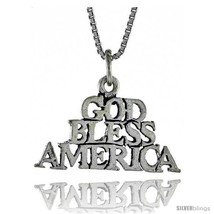 Sterling Silver GOD BLESS AMERICA Word Necklace, w/ 18 in Box Chain -Style  - £35.49 GBP