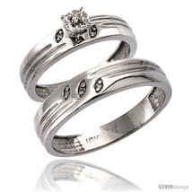 Size 6 - 10k White Gold 2-Pc Diamond Ring Set (4.5mm Engagement Ring &amp; 5mm  - £486.35 GBP