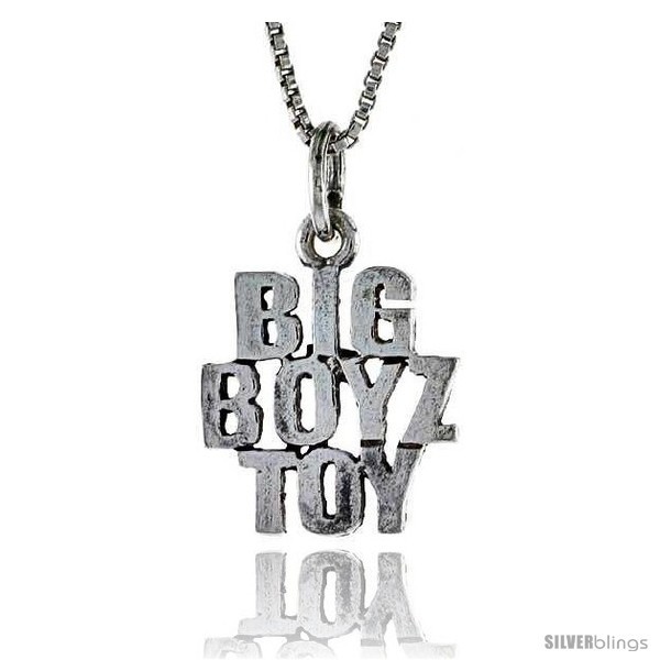 Sterling Silver BIG BOYZ TOY Word Necklace, w/ 18 in Box  - £35.29 GBP