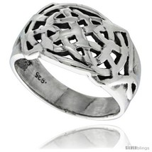 Size 7.5 - Sterling Silver Celtic Knot Pattern Ring 1/2 in  - £26.95 GBP