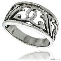 Size 10 - Sterling Silver Floral Cut-outs Ring 1/2 in  - £20.78 GBP
