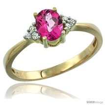 Size 9.5 - 10k Yellow Gold Ladies Natural Pink Topaz Ring oval 7x5  - £241.70 GBP