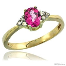 Size 6.5 - 10k Yellow Gold Ladies Natural Pink Topaz Ring oval 6x4  - £189.99 GBP