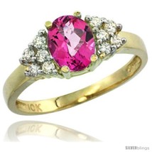 Size 6.5 - 10k Yellow Gold Ladies Natural Pink Topaz Ring oval 8x6  - £371.12 GBP