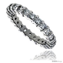 Sterling silver cubic zirconia eternity band ring brilliant cut 2 5mm rhodium finish thumb200