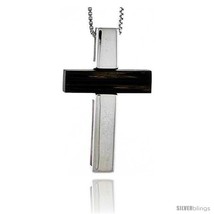 Sterling Silver Latin Cross Slider Pendant, w/ Ancient Wood Inlay, 1 7/16in  (37 - $73.37