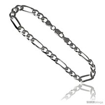 Length 22 - Sterling Silver Italian Figaro Chain Necklaces &amp; Bracelets 6.6mm  - £97.60 GBP