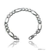 Length 20 - Sterling Silver Italian Figaro Chain Necklaces &amp; Bracelets 9mm  - £222.16 GBP