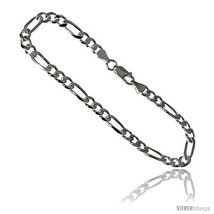 Length 30 - Sterling Silver Italian Figaro Chain Necklaces &amp; Bracelets 5.5mm  - £93.39 GBP