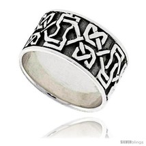 Size 9 - Sterling Silver Dara Celtic Knot Band Thumb Ring 7/16 in  - £35.81 GBP