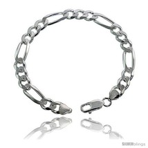 Length 8 - Sterling Silver Italian Figaro Chain Necklaces &amp; Bracelets 8mm  - £55.22 GBP